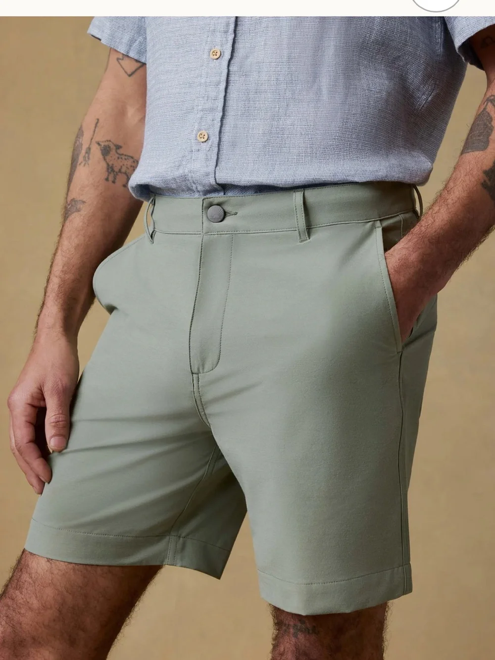 Faherty All Day Short Flat-Front Stretch in Olive Green 7” Inseam NWT